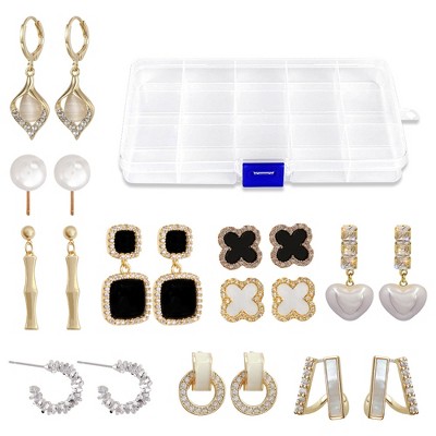 Earrings Set - 10 Pairs of Gold Hoop Earrings Set for Women and Girls - Fashionable Earrings Hoops and Studs - Versatile Stud Hoop Earrings Set