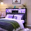 PAKASEPT Queen Headboard Only, Stylish Bookcase Headboard with Charging Station & LED, 4-Tier Headboard and Side Storage - 4 of 4