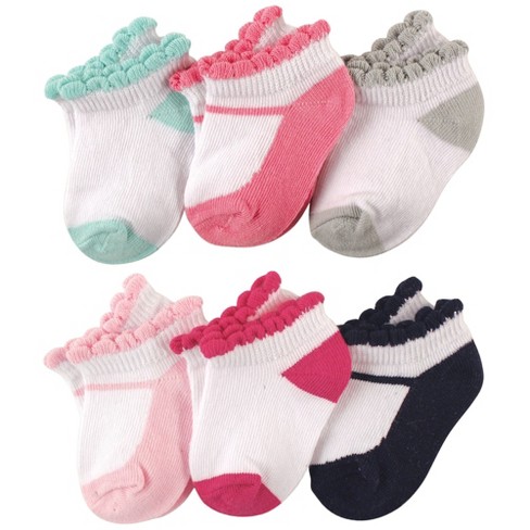 Luvable Friends Baby Girl Newborn And Baby Socks Set, Mary Jane, 12-24 ...