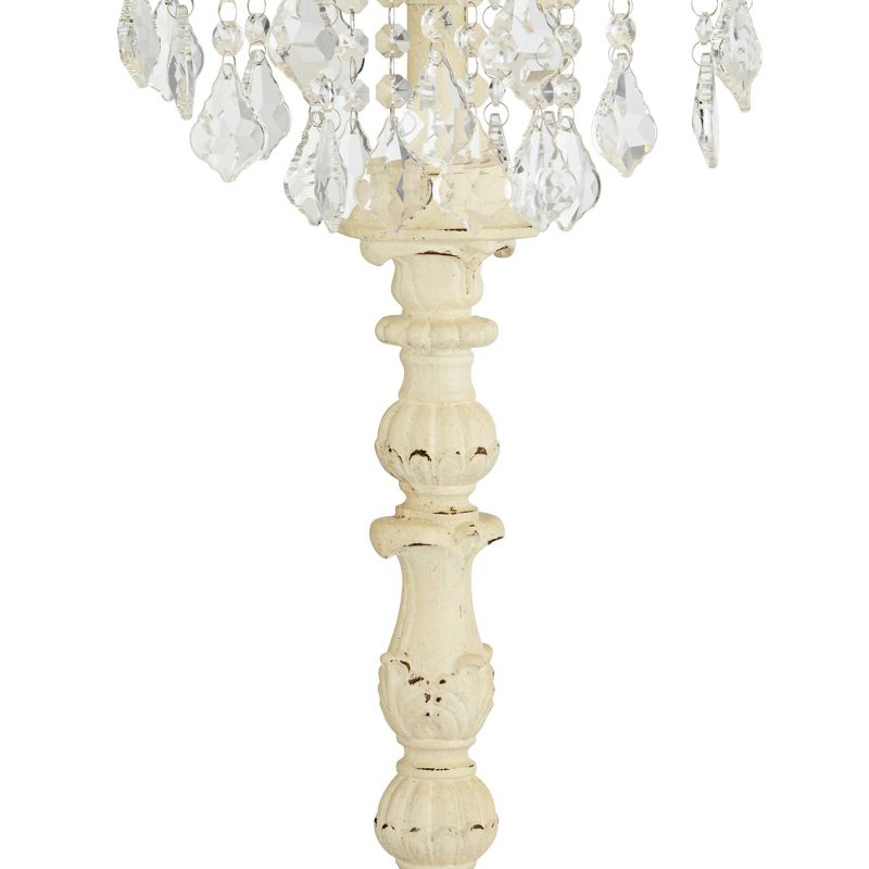 Barnes and Ivy Duval 34 1/2" Tall Candlestick Large Traditional End Table Lamp French White Finish Crystal Single Living Room Bedroom Bedside, 5 of 10