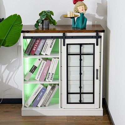 VYNXARIA Vintage White Storage Cabinet - Modern Minimalist Sideboard for Kitchen & Living Room
