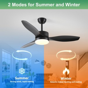 Modern Ceiling Fans with Lights Black 52 Inch Ceiling Fan with Remote Reversible DC Motor 6 Speed, Quiet Noiseless for Bedroom Living Room - 1 of 4