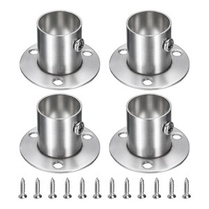 Unique Bargains Stainless Steel Wardrobe Pipe Holder Shower Closet Curtain Rod Pole Brackets 4 Pcs - 1 of 4