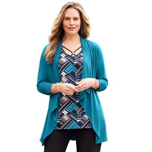 Catherines Women's Plus Size Anywear Cascade Jacket - 1 of 4