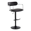 Adjustable Height Metal and Faux Leather Contemporary Barstool with 360-Degree Swivel and Rounded T Footrest, Set of 2 for Kitchen or Home Bar - 2 of 4