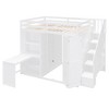 TIRAMISUBEST Full Size Loft Bed with Wardrobe, Buli-in Desk and Storage Shelves, Wood Loft Bedframe with Storage Staircase - 3 of 4