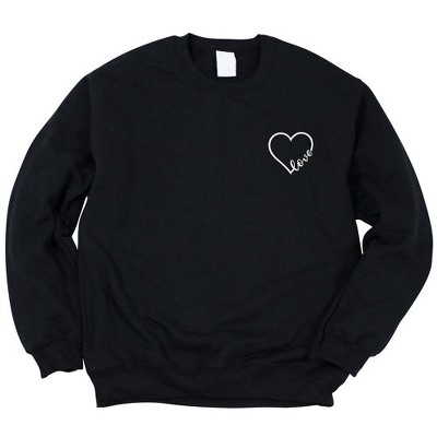Simply Sage Market Women's Graphic Sweatshirt Embroidered Love Cursive Heart - White