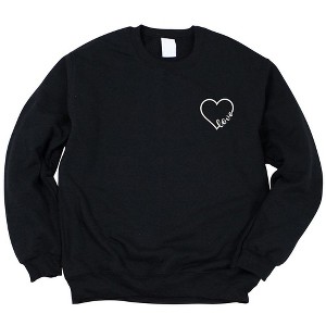 Simply Sage Market Women's Graphic Sweatshirt Embroidered Love Cursive Heart - White - 1 of 4