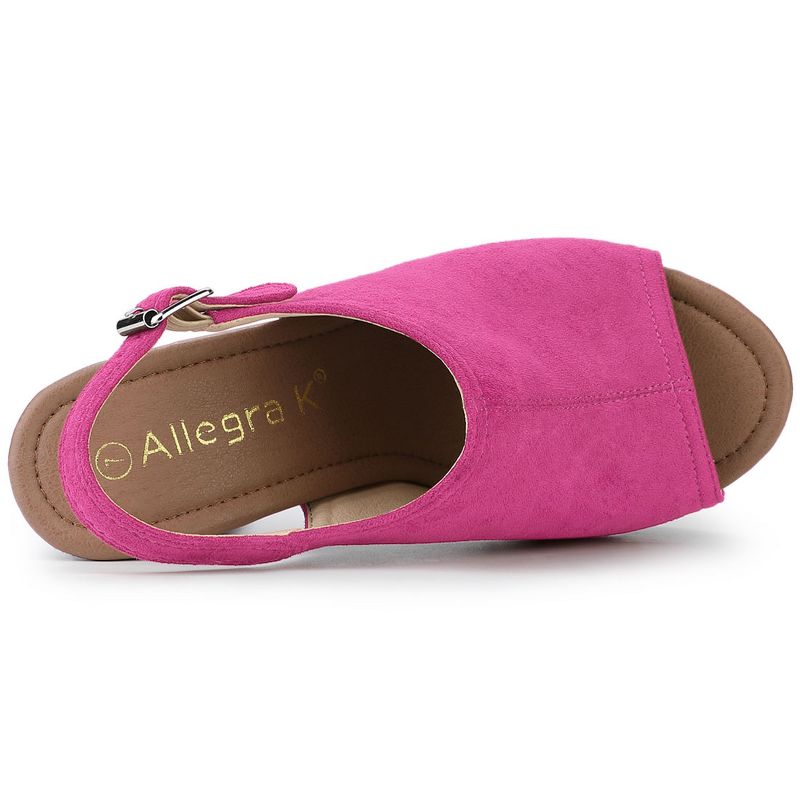 Allegra K Women's Open Toe Buckle Strap Slingback Platform Chunky Heel Sandals, 5 of 8
