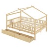 TIRAMISUBEST Twin/Full Size House Bed with 2 Storage Drawers, Wooden House Platform Bed with Fence Guardrails and Roof Design for Kids - 4 of 4