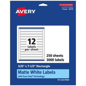 Avery Matte White Rectangle Labels with Sure Feed, 5/8" x 7-1/2" - 1 of 4