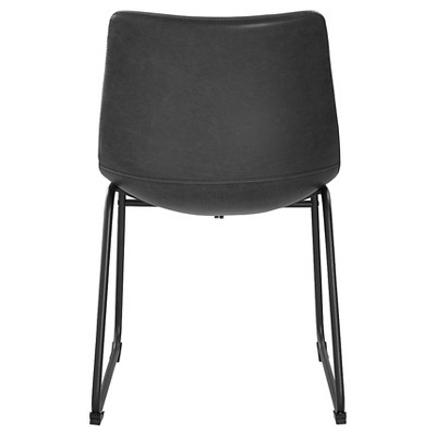 Set of 2 Black Faux Leather Upholstered Dining Chairs with Metal Legs