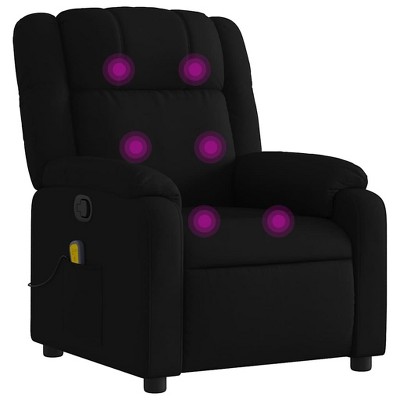 vidaXL Black Fabric Massage Recliner Chair - Manual Recline Function, Vibration Massage, Comfortable Padding for Elderly, Side Pocket, Sturdy Frame