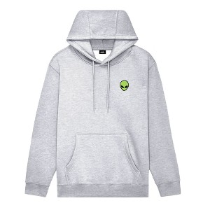 Dalix Alien Embroidery Relaxed Hoodie Soft Fleece Sweatshirt Drawcord Fit Lounge Mens - 1 of 4