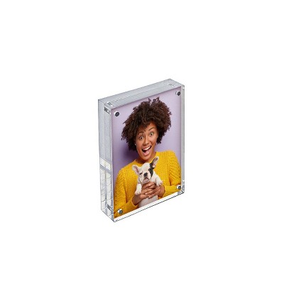 Clear Acrylic Magnetic Photo Block Frame Set with Two 4x6 Frames
