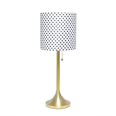 Tapered Desk Lamp with Polka Dot Fabric Drum Shade Gold - Simple Designs