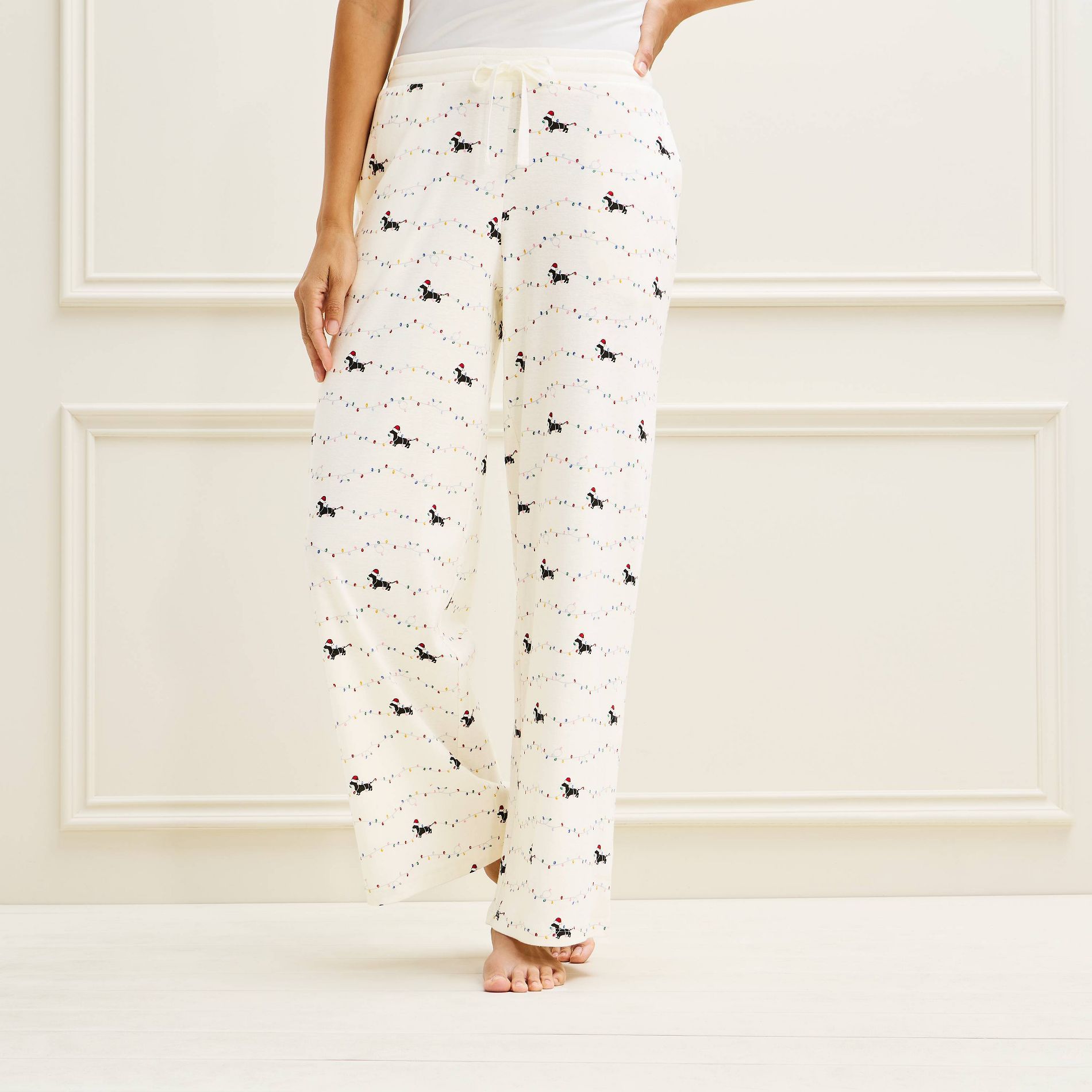 Women's Holiday Dachshund Matching Family Cotton Pajama Pants - Wondershop™ Cream