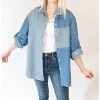 Women's Mineral Washed Pinstripe Color Block Shirt - ee:some - 2 of 4