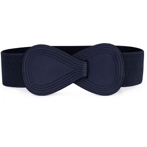 INSPIRE CHIC Women's Interlock 8-shaped Faux Leather Buckle Elastic Belt 1 Pc - 1 of 4