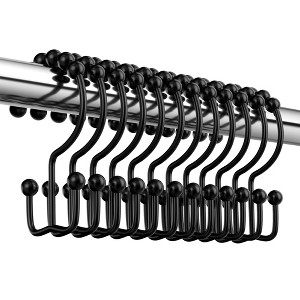 BRINJOY Shower Curtain Hooks Rings, Premium Stainless Steel Rustproof Double Glide Shower Hooks for Bathroom Shower Rods Curtains,Set of 12 - 1 of 4
