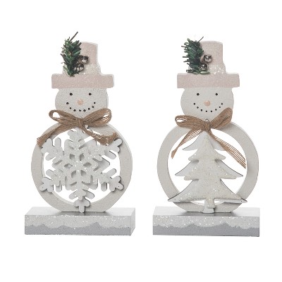 Transpac MDF Winter Metallic Decor Set of 2 Christmas Home Decorations