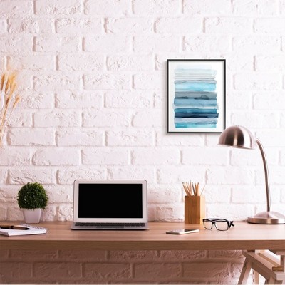 Blue and Gray Abstract Canvas Print with Black Frame