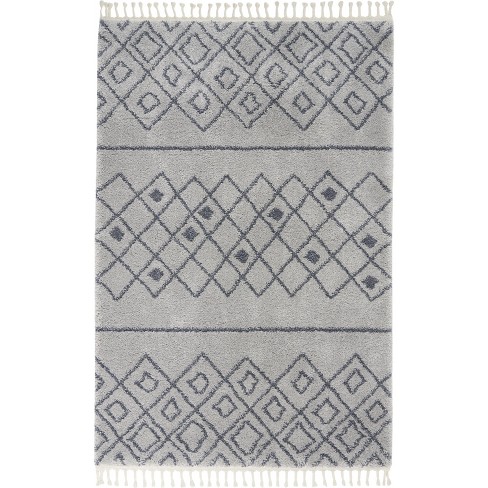 Nourison Diamond Trellis Shag Dmt02 Gray/slate Indoor Area Rug - 5'3 X ...