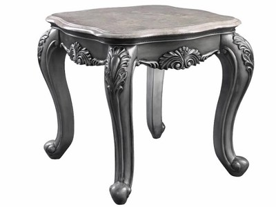 Ariadne Classic Marble Top Platinum Finish Wooden Coffee Table