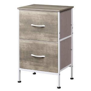 Nightstand with 2 Drawers, Bedside Furniture for Bedroom, College Dorm, End Table with Fabric Bins, Dormitory - 1 of 4