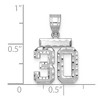 Black Bow Jewelry 14k White Gold, Varsity Collection, Small D/C Pendant, Number 30 - 3 of 4