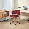 Velvet Upholstered Swivel Office Chair with Scallop Back and Adjustable Height for Home Office or Study-3irtyhousy - 2 of 4