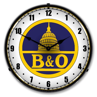 Collectable Sign & Clock | B&O Railroad 1 LED Wall Clock Retro/Vintage, Lighted