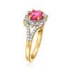 Ross-Simons 0.90 Carat Pink Sapphire and .17 ct. t.w. Diamond Ring in 18kt Gold Over Sterling Size 7 - 2 of 3