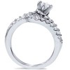 Pompeii3 1ct Diamond Pave Engagement Bypass Wedding Ring Set Matching 14K White Gold - 2 of 4
