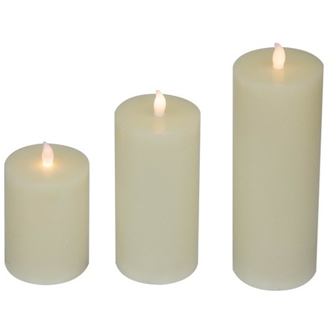 Northlight Led Flickering Flameless Pillar Candles - 8.75" - Cream ...