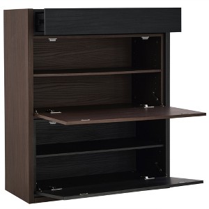 Gulches Set of 2 Extendable Rotating Storage Cabinets - 32.5"-58.8"W Black & Walnut MDF Buffet with Drawers, Corner Cabinet for Living Room/Kitchen - 1 of 4