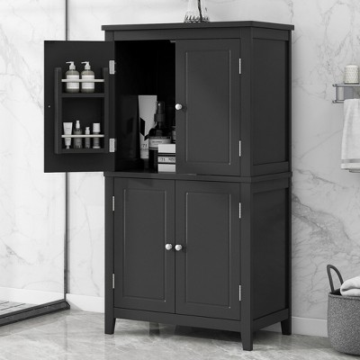 Bathroom Floor Storage Cabinet Adjustable Shelves