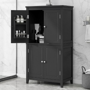 Bathroom Floor Storage Cabinet Adjustable Shelves - 1 of 4