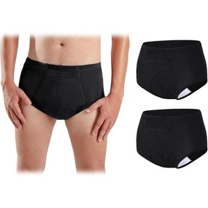 CARER Mens Incontinence Underwear Washable Reusable Men's Bladder Control Briefs - Medium Absorbency 2pk Black - 1 of 4
