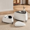 Aortzio 29.92"Wide Set of 2 Upholstered Storage Ottoman Footrest Shoe Changing Stool Coffee Side Table with Reversible Lid - 4 of 4
