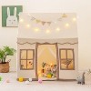 Costzon Kids Play Tent with Non-Slip Mat, Large Playhouse with Solid Frame, Mesh Curtains, 4 Windows & Star Lights for Indoor/Outdoor Use (Khaki) - 2 of 4