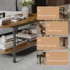Oval Coffee Table, 2-Tiered Center Table with Open Storage, Modern Industrial Side Table, Wooden Cocktail Table with Metal Frame - 4 of 4
