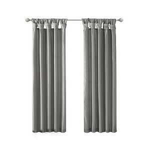 Gracie Mills Elroy Twist Tab Lined Faux Silk Window Curtain Panel - 1 of 4
