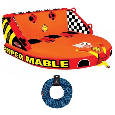 Airhead SPORTSSTUFF 53-2223 Triple Rider Towable Inflatable Tube w/ 60-foot Tow Rope