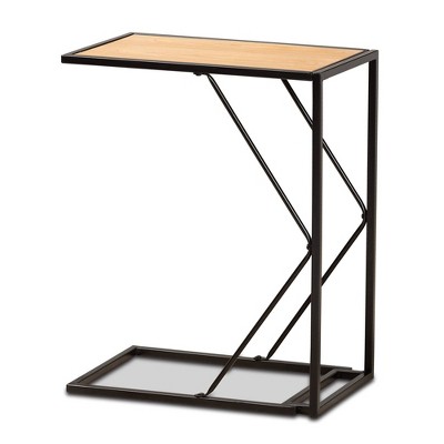 Johan Wood and Metal End Table Brown/Black - Baxton Studio