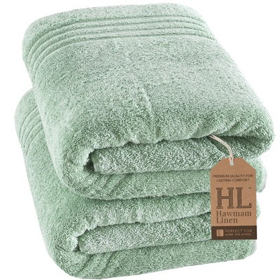 Hammam Linen Green Jumbo Large Bath Sheets Towels 2-pack Soft And ...