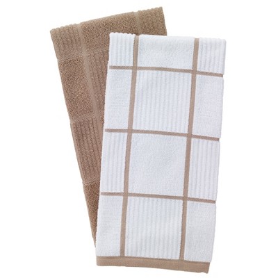 T-fal Solid and Check Parquet Kitchen Towels, Two Pack