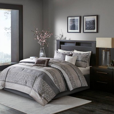 7pc Queen Harmony Jacquard Comforter Set - Gray/Taupe