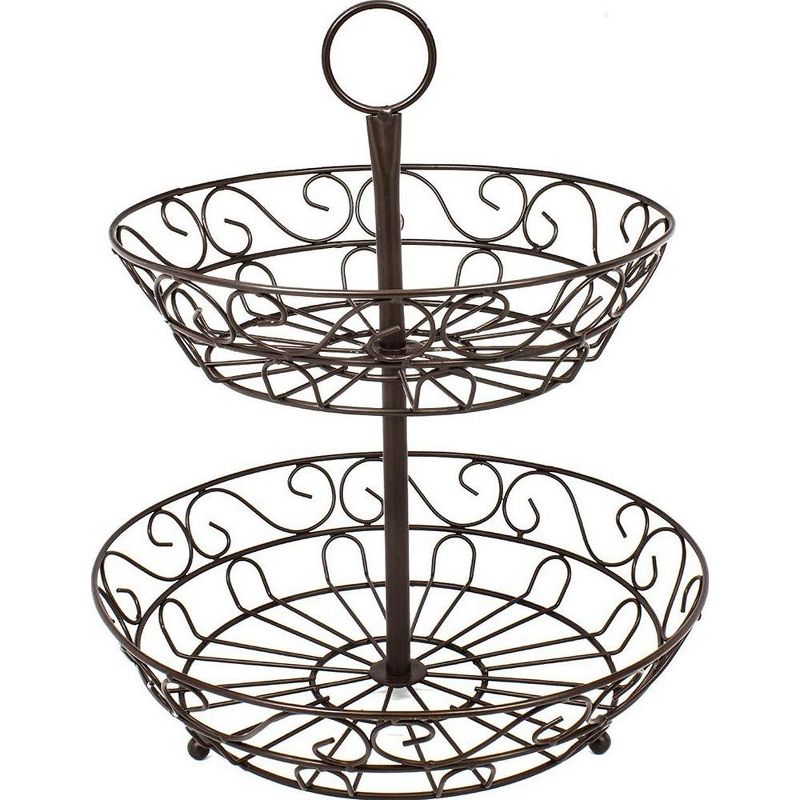 Sorbus 2-Tier Metal Countertop Fruit Basket & Bowl Stand - Stylish Storage for Kitchen & Dining - Bronze, 1 of 6