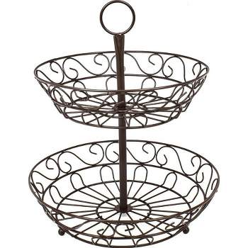 Sorbus 2-Tier Metal Countertop Fruit Basket & Bowl Stand - Stylish Storage for Kitchen & Dining - Bronze